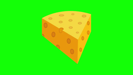 Cheese-piece-icon,-loop-animation-with-alpha-channel,-green-screen.